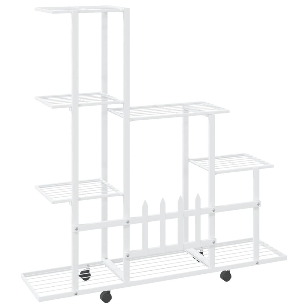 Flower Stand with Wheel 94.5x25x92.5 cm White Metal