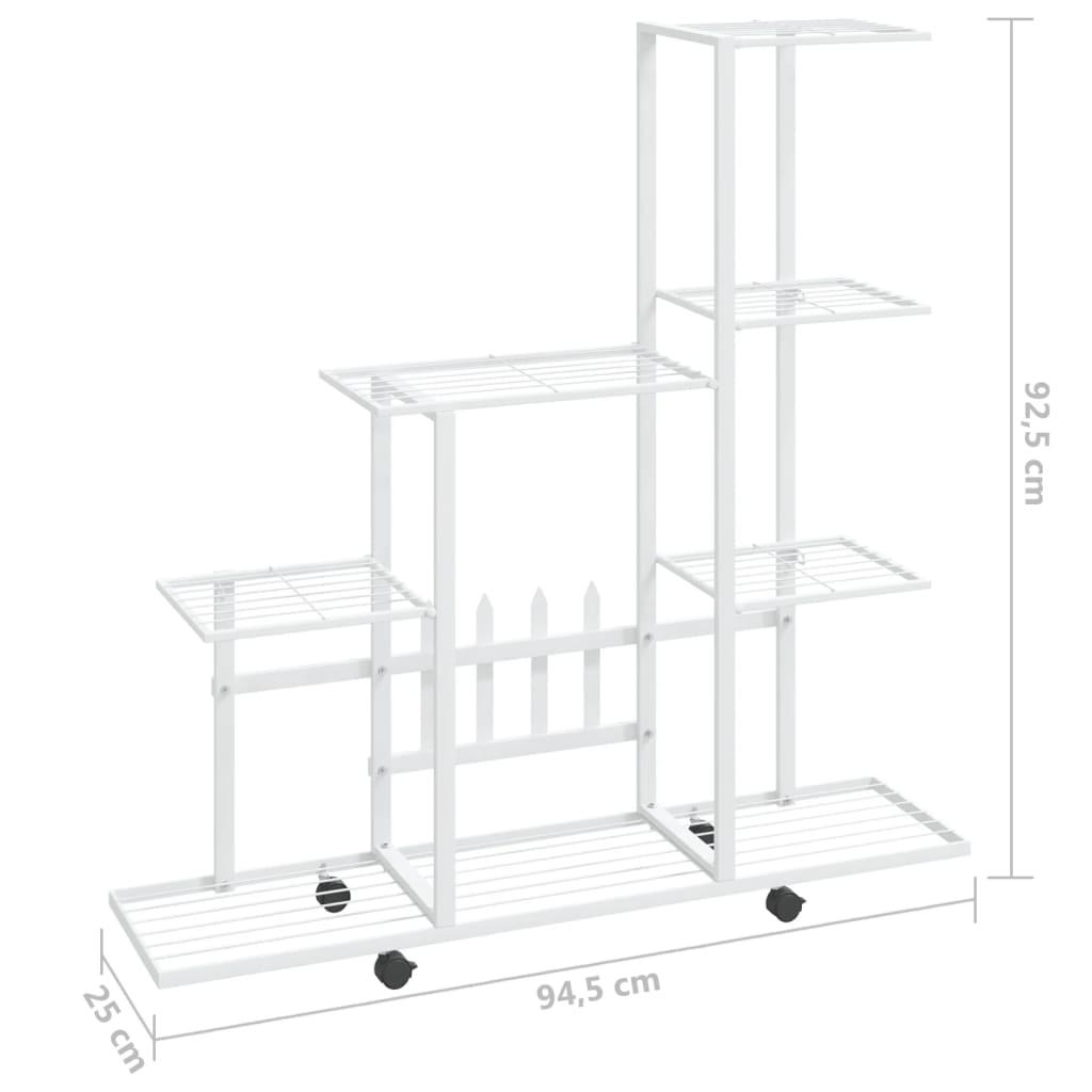 Flower Stand with Wheel 94.5x25x92.5 cm White Metal