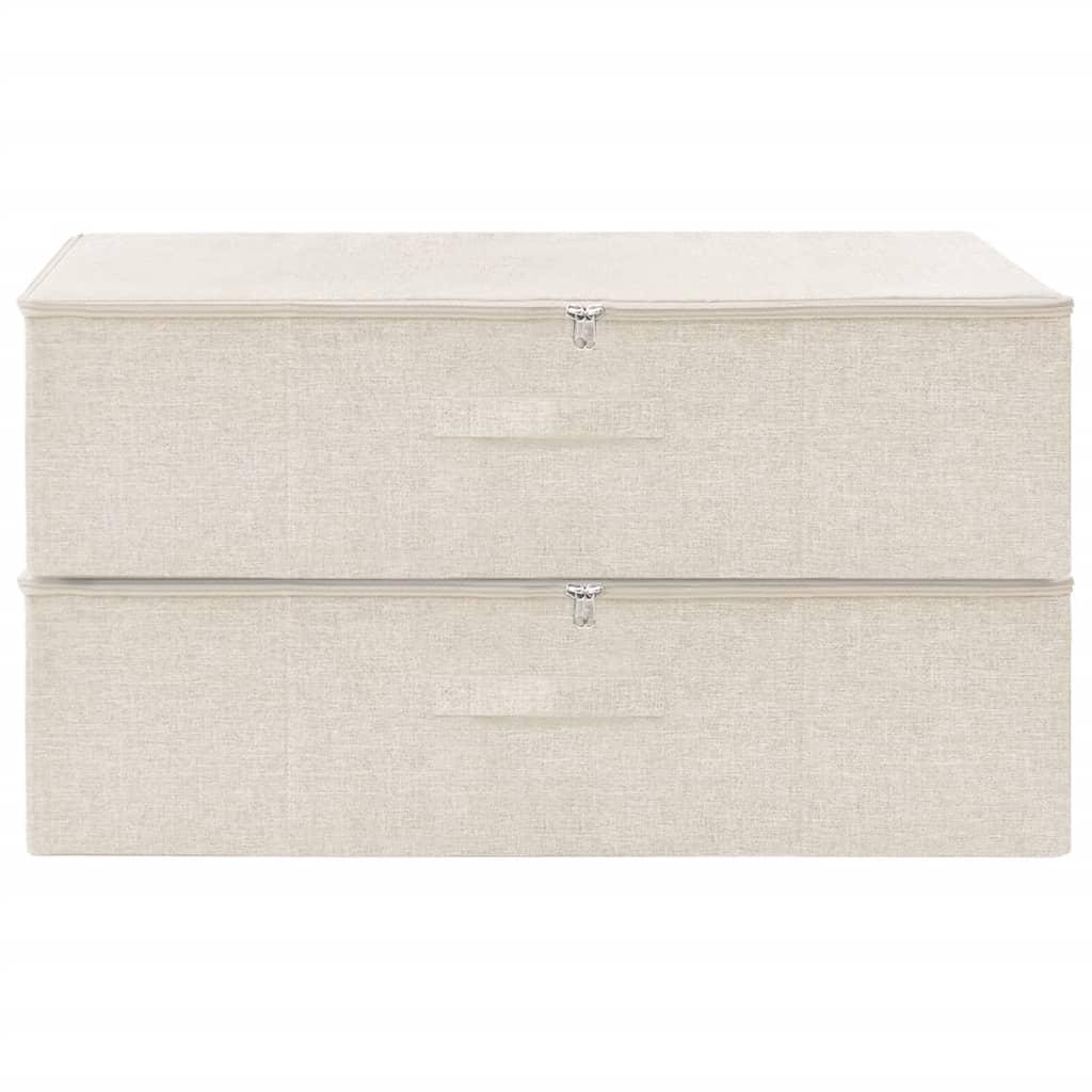 Storage Boxes 2 pcs Fabric 70x40x18 cm Cream