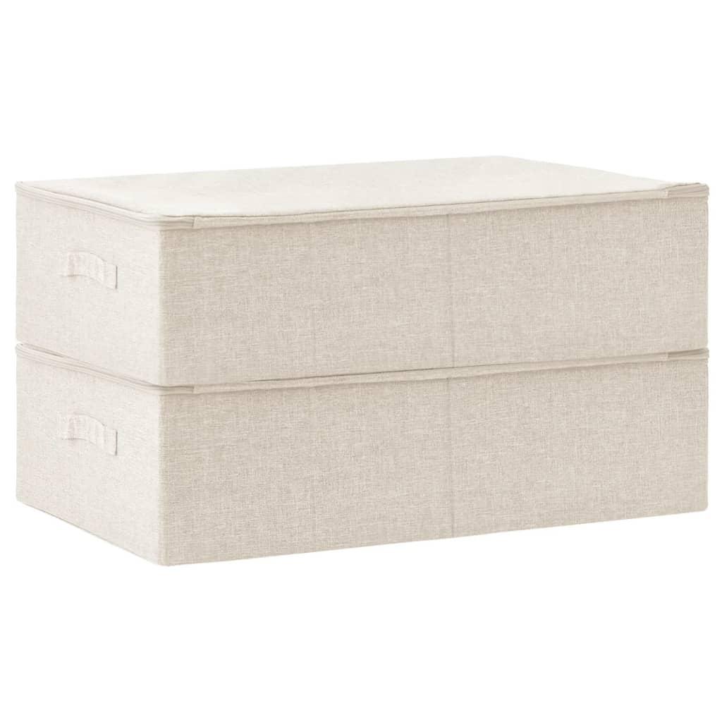 Storage Boxes 2 pcs Fabric 70x40x18 cm Cream