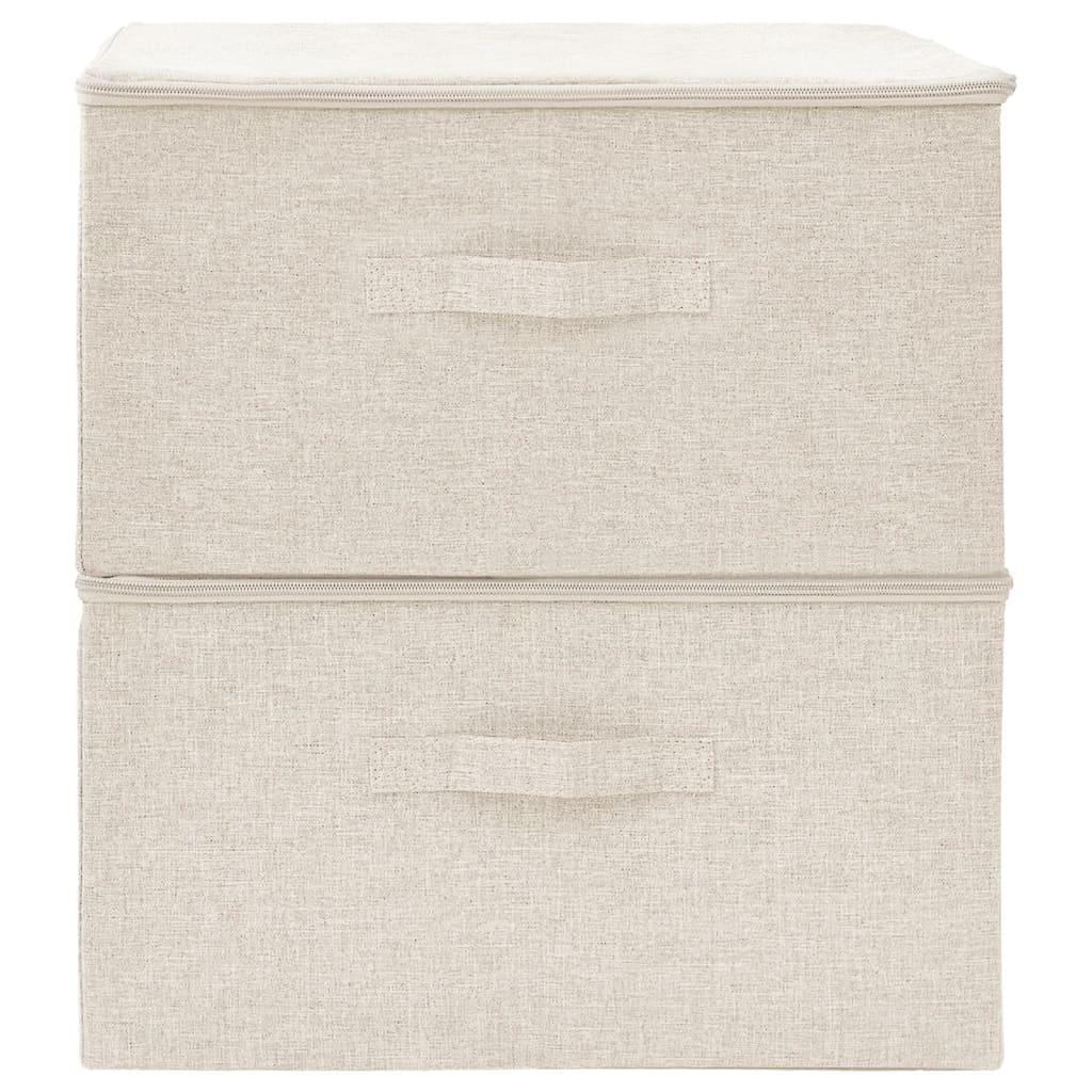Storage Boxes 2 pcs Fabric 43x34x23 cm Cream