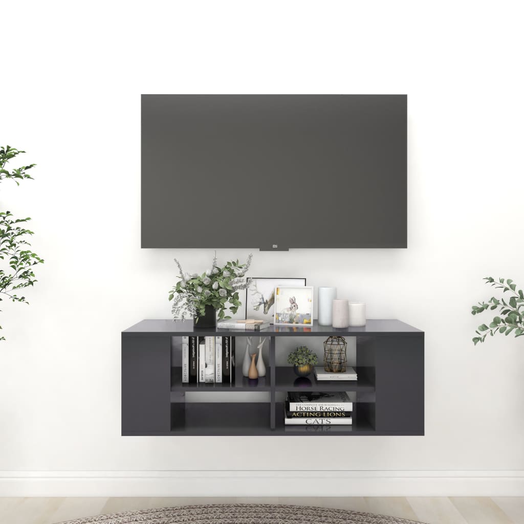 Wall-Mounted TV Cabinet Grey 102x35x35 cm Engineered Wood