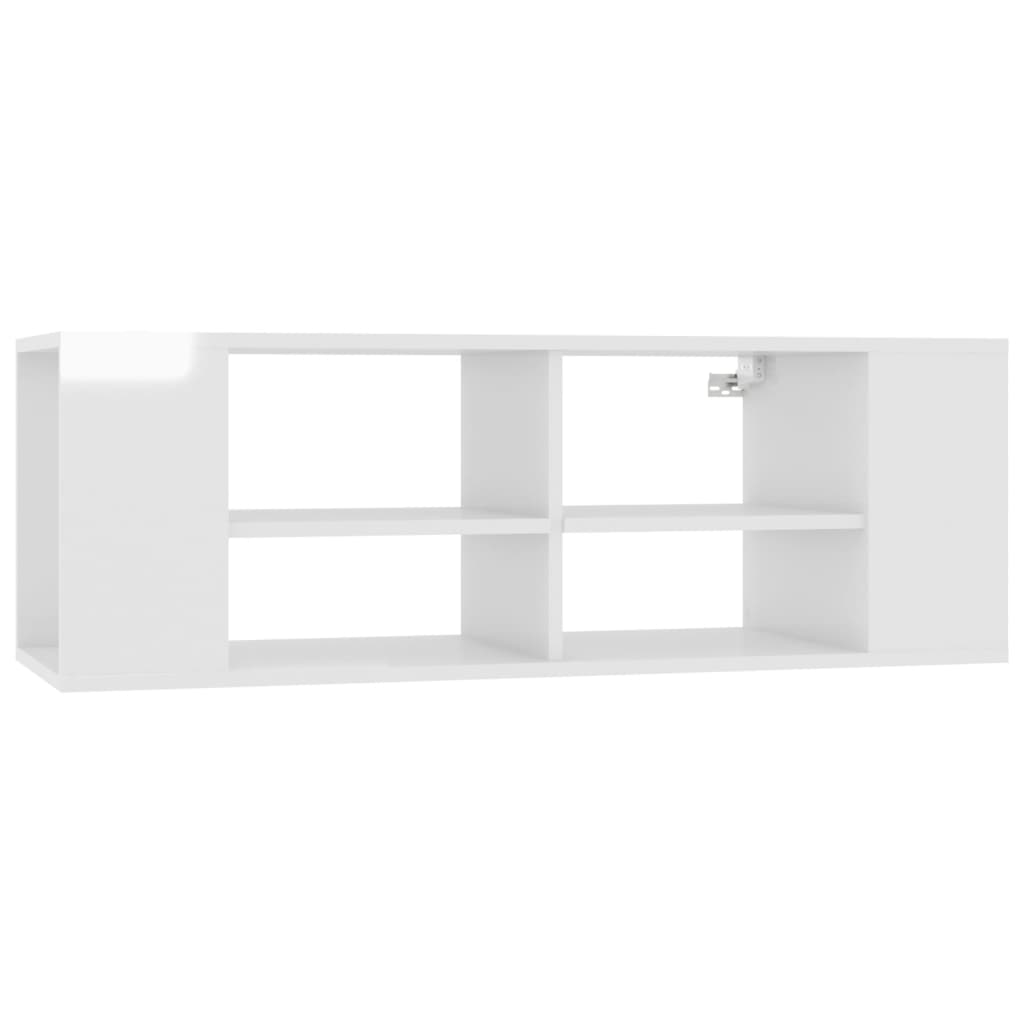 Wall-Mounted TV Cabinet High Gloss White 102x35x35 cm Engineered Wood