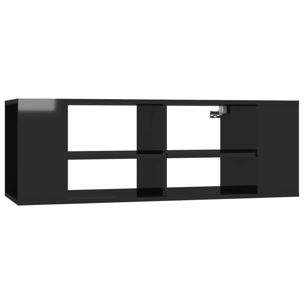 Wall-Mounted TV Cabinet High Gloss Black 102x35x35 cm Engineered Wood