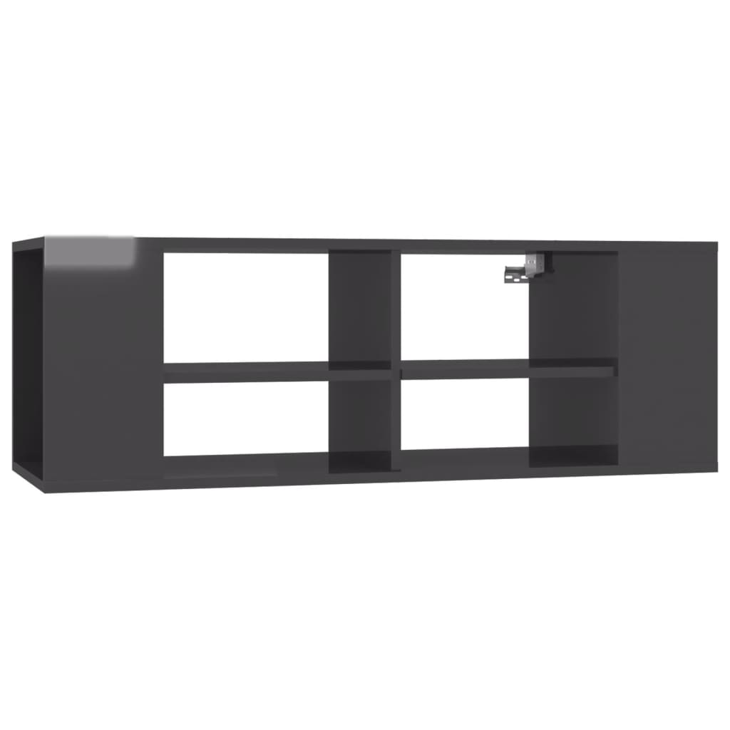 Wall-Mounted TV Cabinet High Gloss Grey 102x35x35 cm Engineered Wood