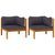 Corner Sofas 2 pcs with Dark Grey Cushions Solid Acacia Wood