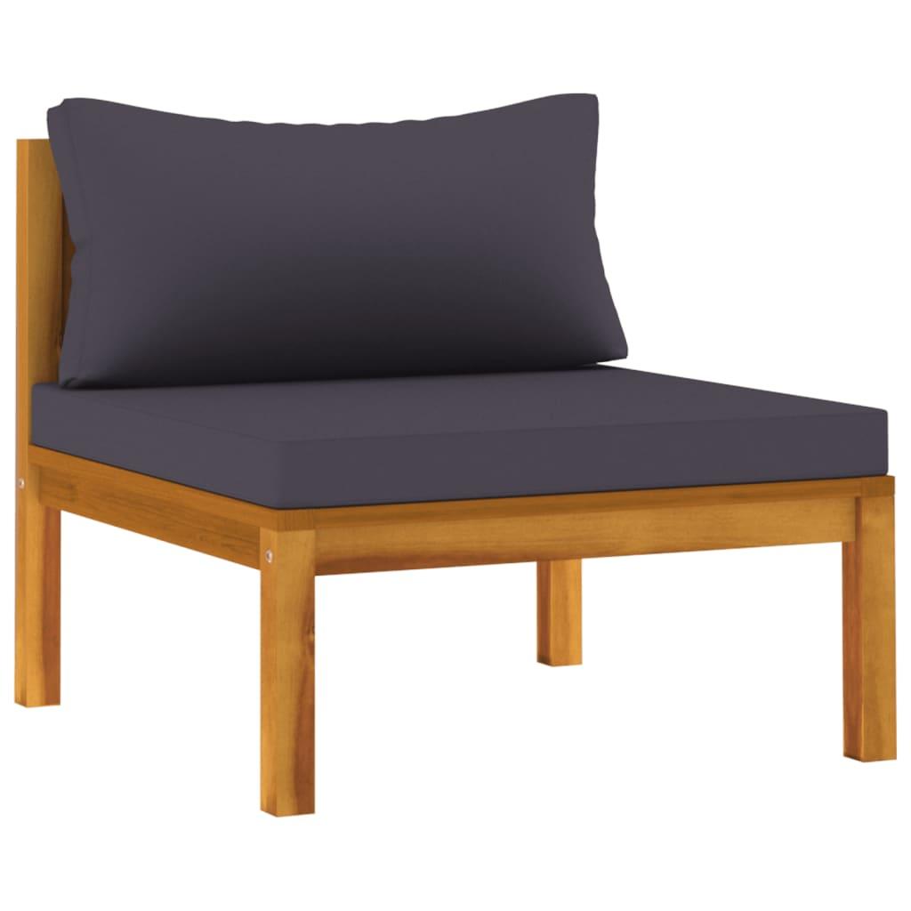 2 Piece Sofa Set with Dark Grey Cushions Solid Acacia Wood