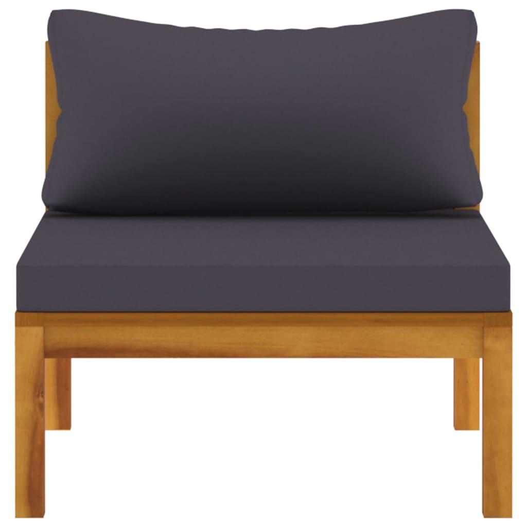 2 Piece Sofa Set with Dark Grey Cushions Solid Acacia Wood
