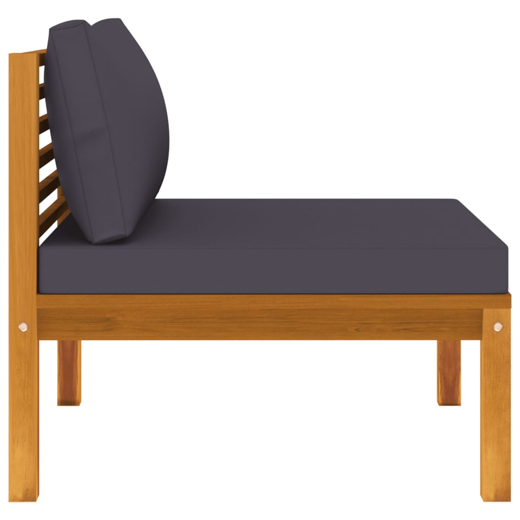 2 Piece Sofa Set with Dark Grey Cushions Solid Acacia Wood