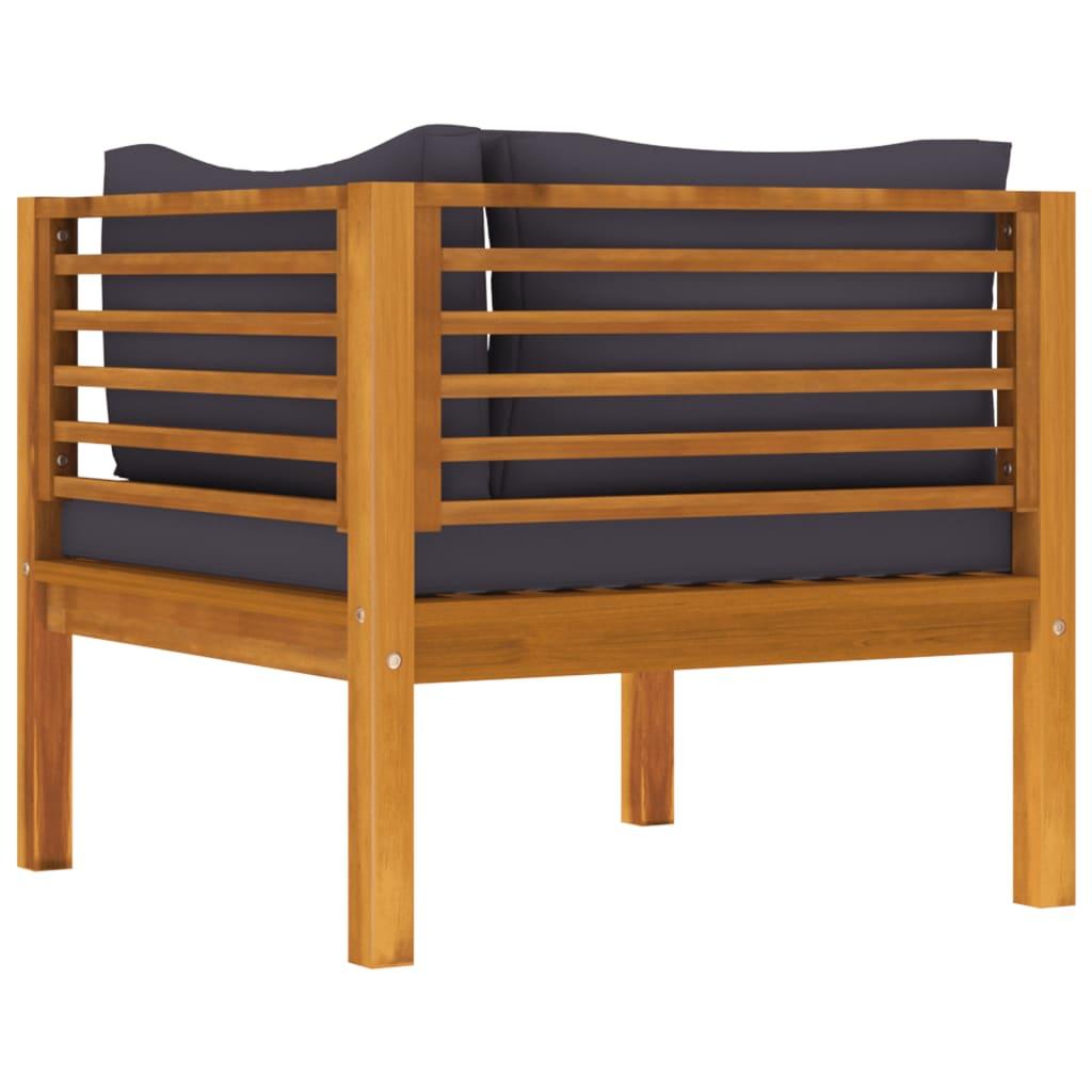 2 Piece Sofa Set with Dark Grey Cushions Solid Acacia Wood