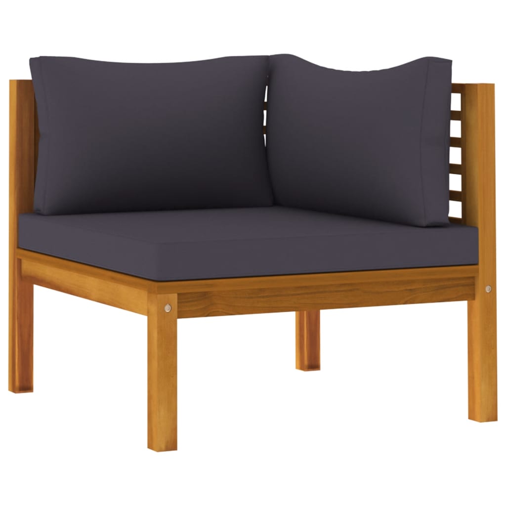 2 Piece Sofa Set with Dark Grey Cushions Solid Acacia Wood