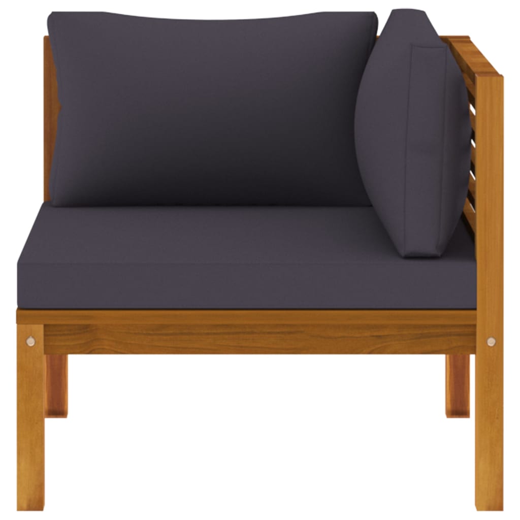 2 Piece Sofa Set with Dark Grey Cushions Solid Acacia Wood