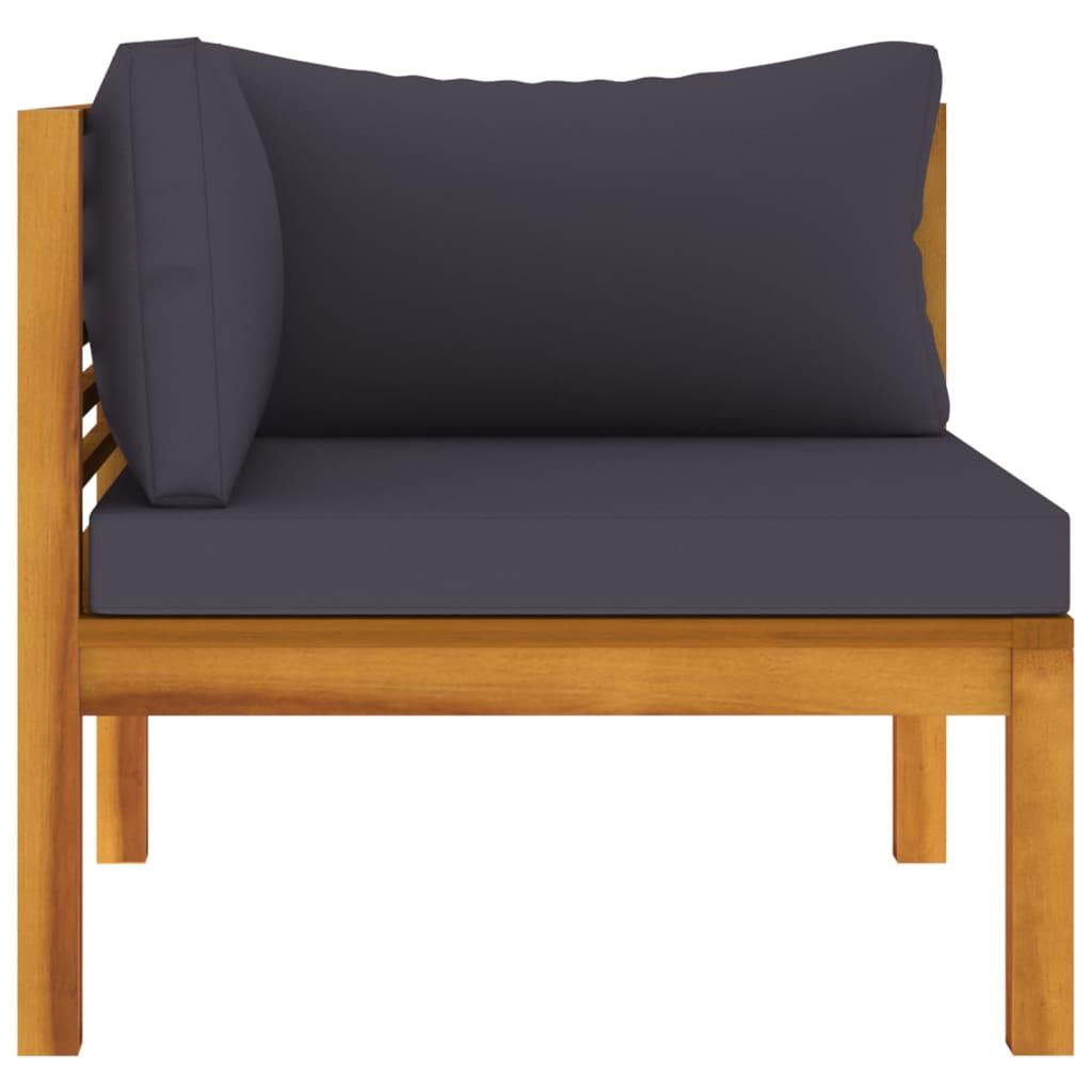 2 Piece Sofa Set with Dark Grey Cushions Solid Acacia Wood