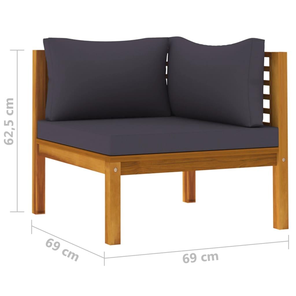 2 Piece Sofa Set with Dark Grey Cushions Solid Acacia Wood