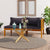 2 Piece Sofa Set with Dark Grey Cushions Solid Acacia Wood