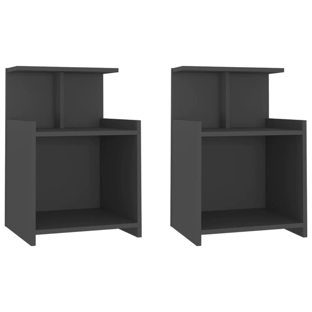 Bed Cabinets 2 pcs Grey 40x35x60 cm Engineered Wood