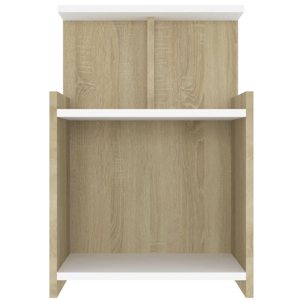 Bed Cabinet White and Sonoma Oak 40x35x60 cm Engineered Wood
