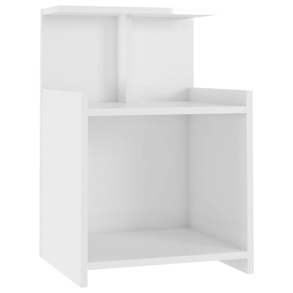 Bed Cabinets 2 pcs High Gloss White 40x35x60 cm Engineered Wood