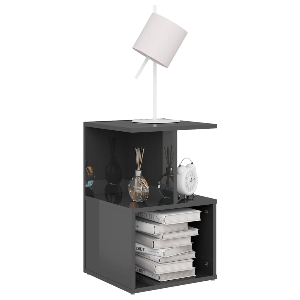 Bedside Cabinets 2 pcs High Gloss Grey 35x35x55 cm Engineered Wood