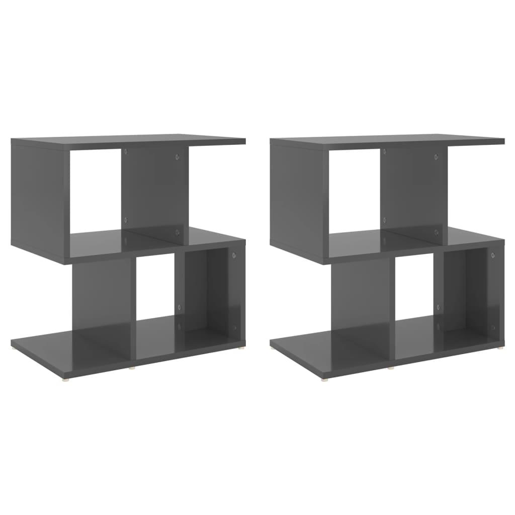 Bedside Cabinets 2 pcs High Gloss Grey 50x30x51.5 cm Engineered Wood