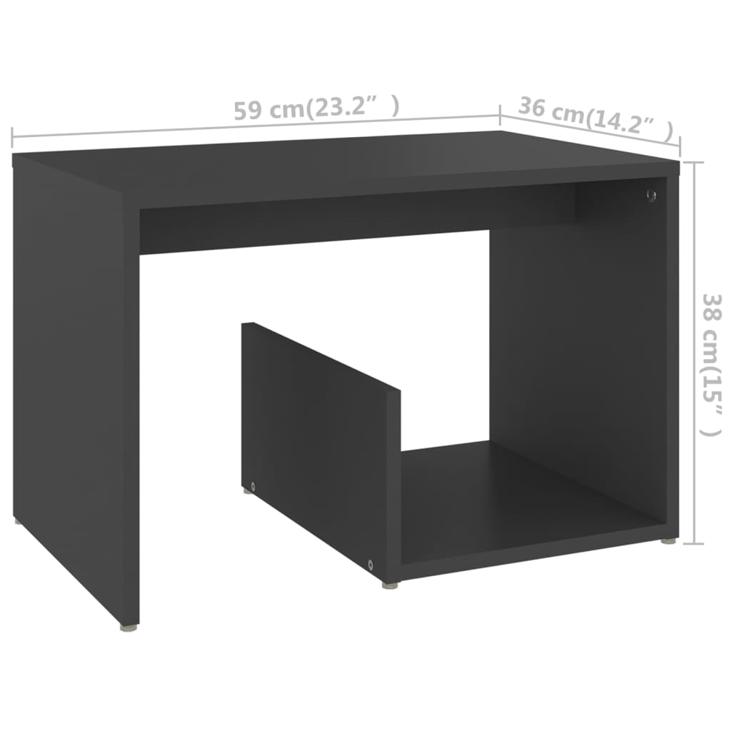 Side Table Grey 59x36x38 cm Engineered Wood