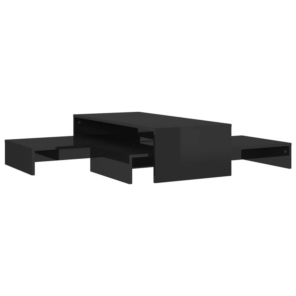 Nesting Coffee Table Set High Gloss Black 100x100x26.5 cm