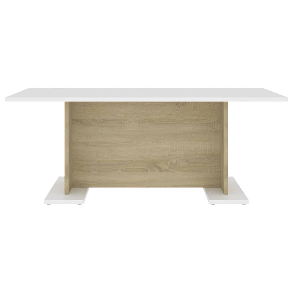 Coffee Table White and Sonoma Oak 103.5x60x40 cm Engineered Wood