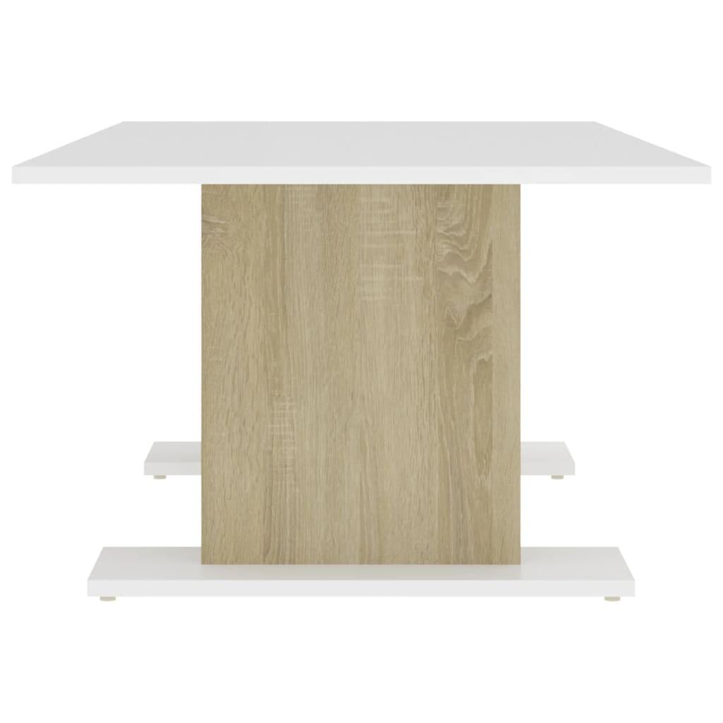 Coffee Table White and Sonoma Oak 103.5x60x40 cm Engineered Wood