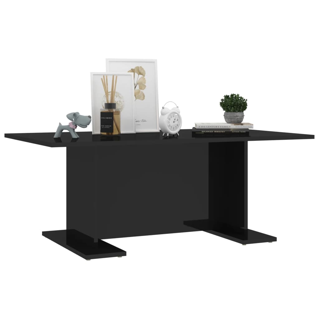 Coffee Table High Gloss Black 103.5x60x40 cm Engineered Wood
