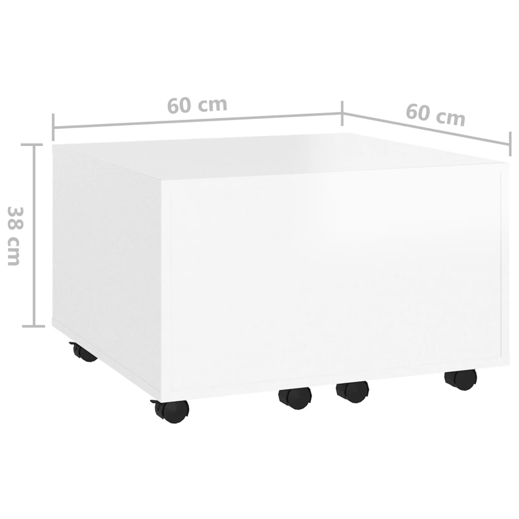 Coffee Table High Gloss White 60x60x38 cm Engineered Wood