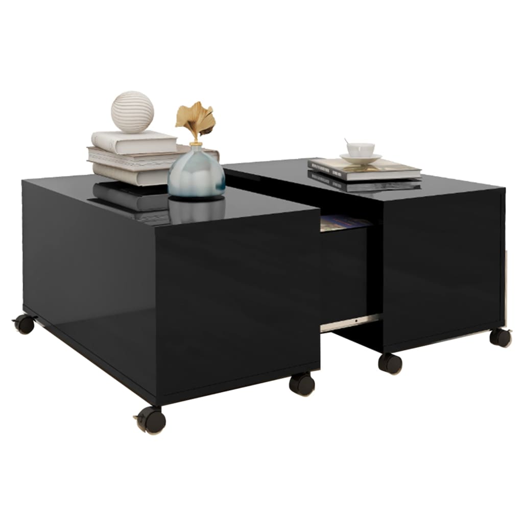Coffee Table High Gloss Black 75x75x38 cm Engineered Wood