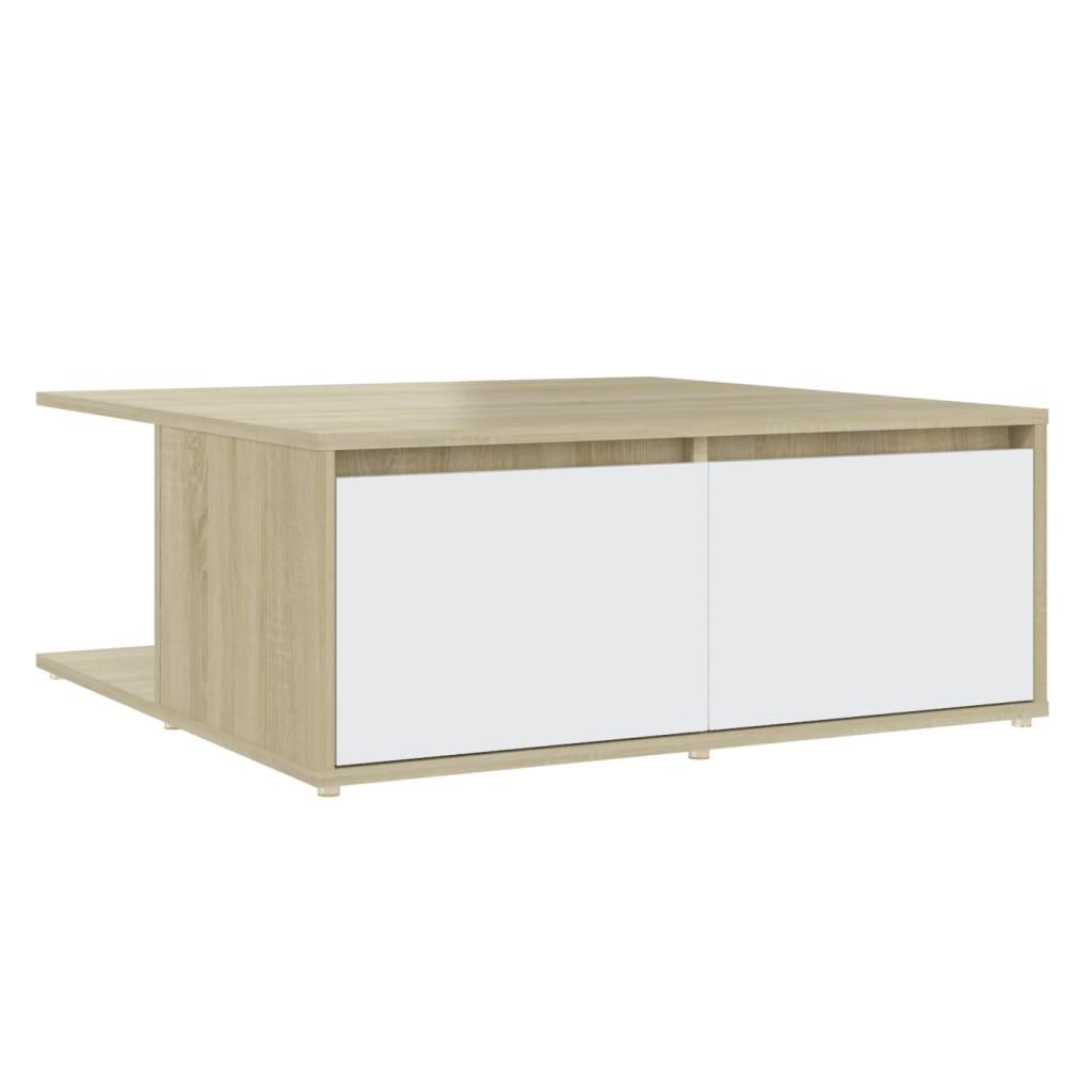 Coffee Table White and Sonoma Oak 80x80x31 cm Engineered Wood