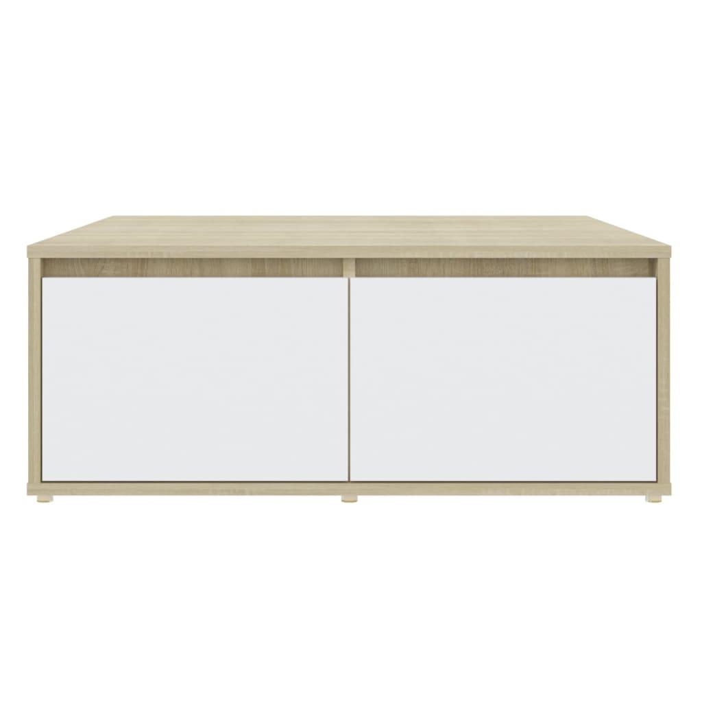 Coffee Table White and Sonoma Oak 80x80x31 cm Engineered Wood