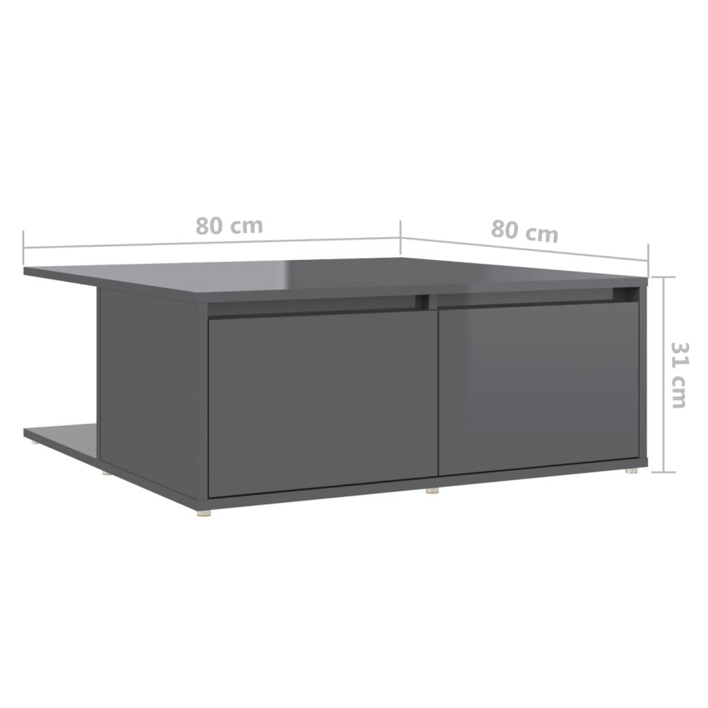 Coffee Table High Gloss Grey 80x80x31 cm Engineered Wood