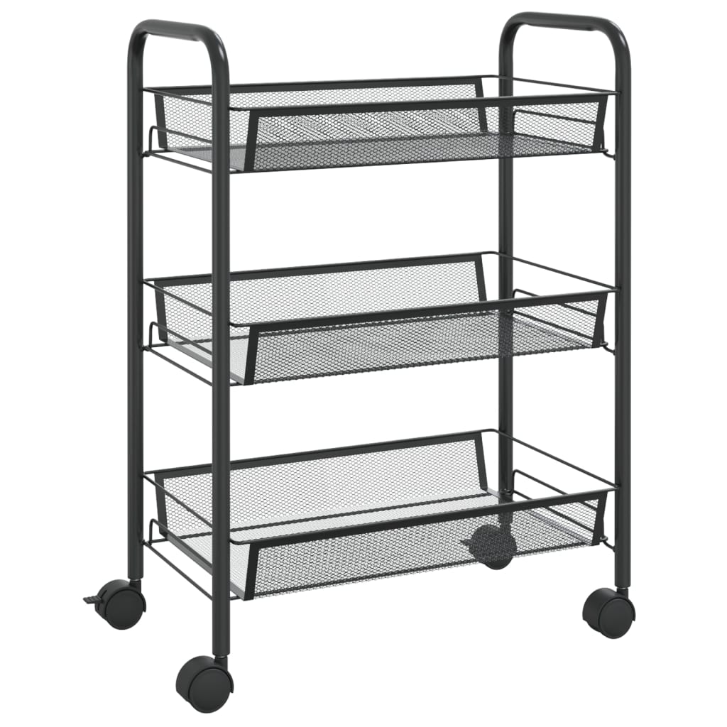 3-Tier Kitchen Trolley Black 46x26x64 cm Iron