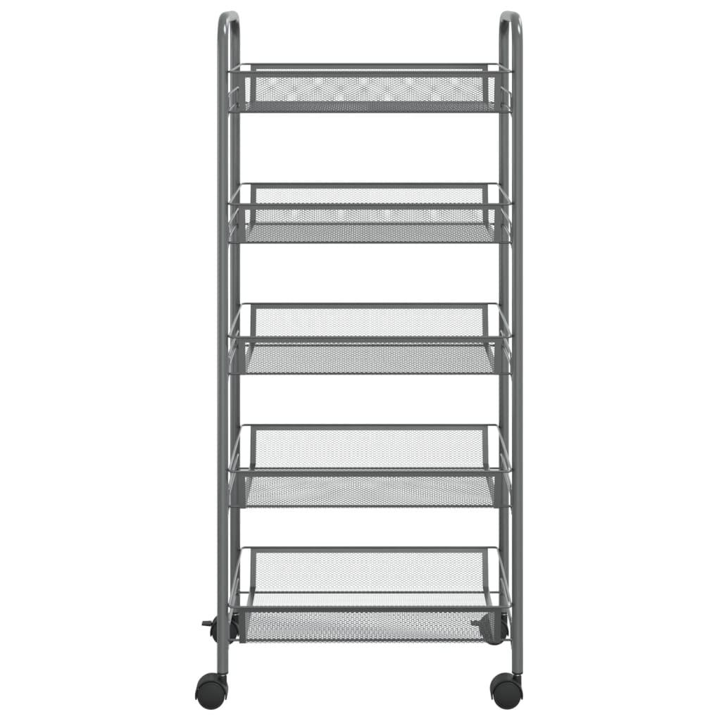 5-Tier Kitchen Trolley Grey 46x26x105 cm Iron