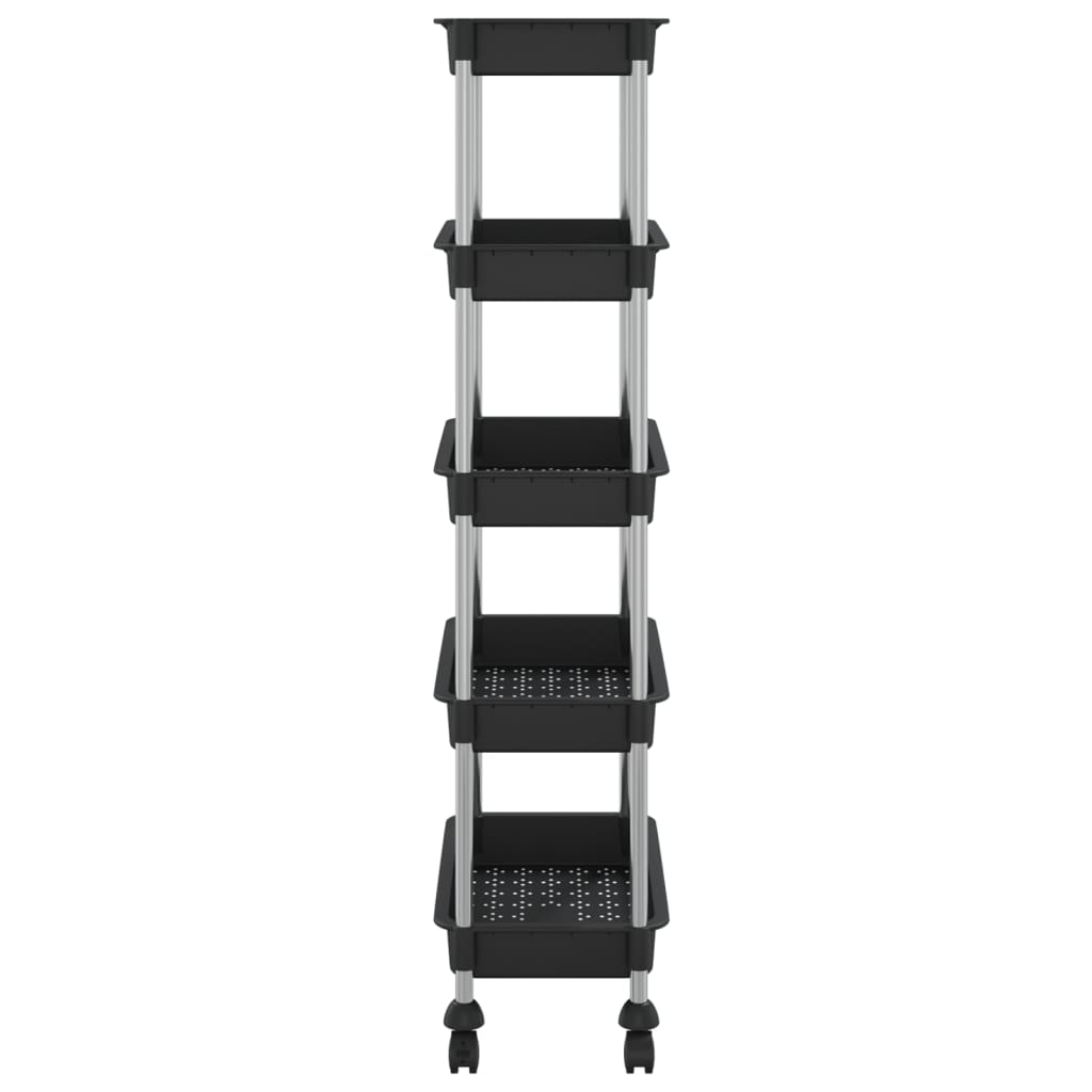 5-Tier Kitchen Trolley Black 42x29x128 cm Iron and ABS