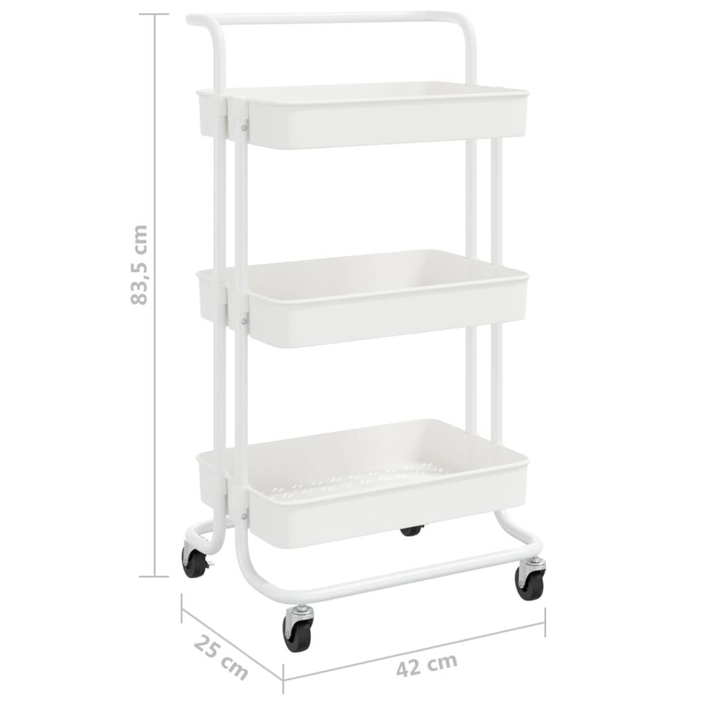 3-Tier Kitchen Trolley White 42x35x85 cm Iron and ABS