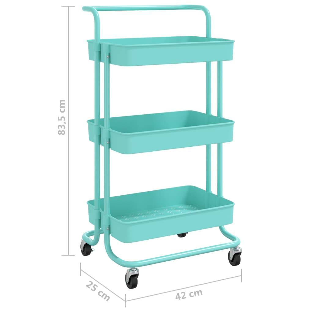 3-Tier Kitchen Trolley Turquoise 42x35x85 cm Iron and ABS