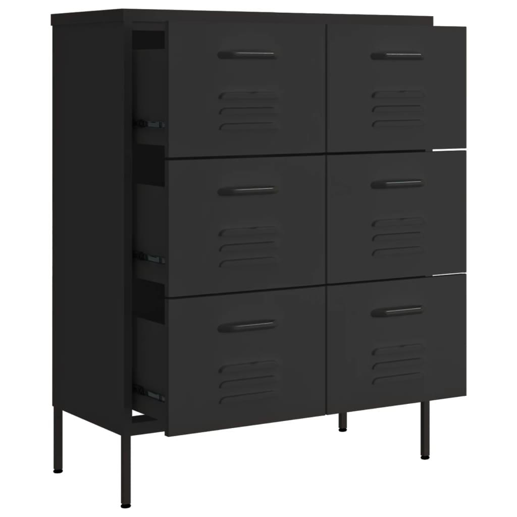 Drawer Cabinet Black 80x35x101.5 cm Steel