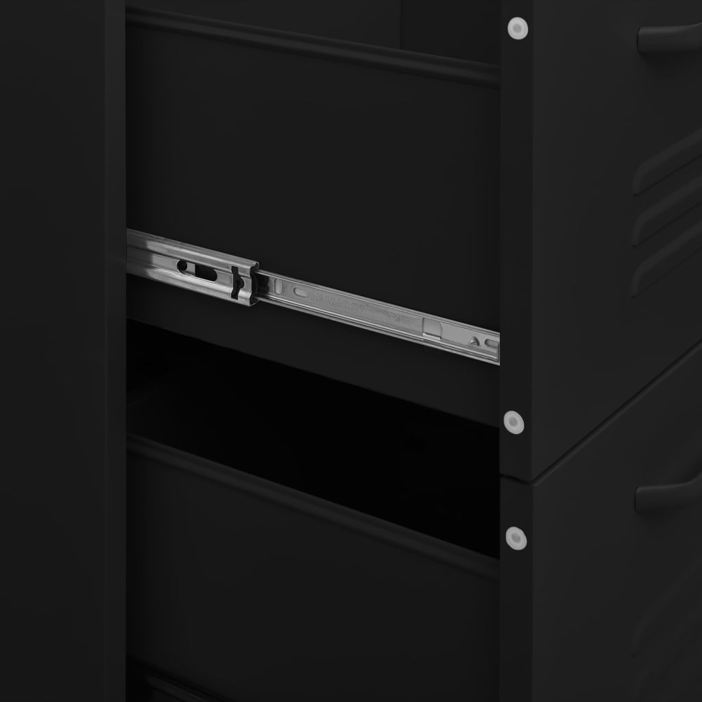 Drawer Cabinet Black 80x35x101.5 cm Steel