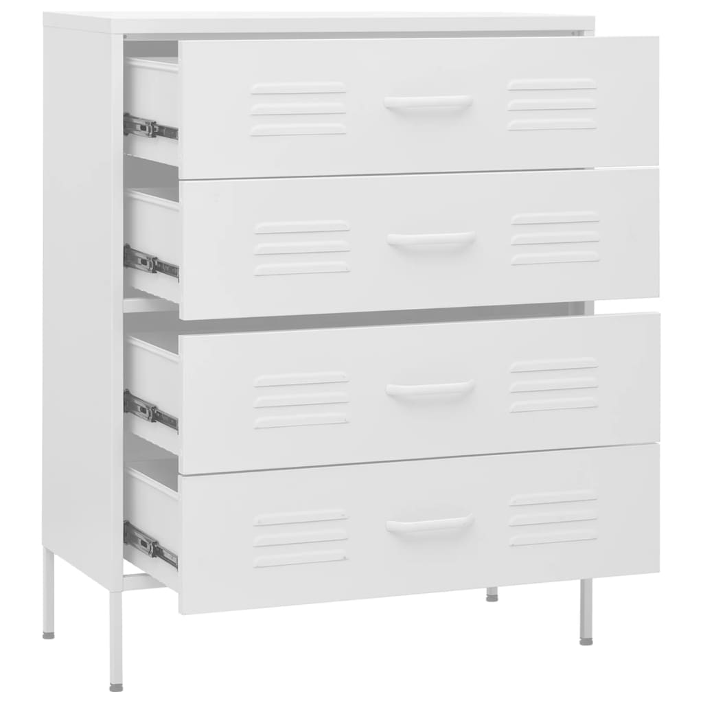Chest of Drawers White 80x35x101.5 cm Steel