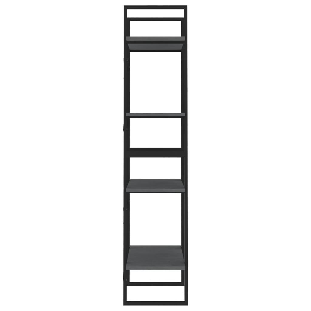 4-Tier Book Cabinet Grey 60x30x140 cm Solid Pine Wood