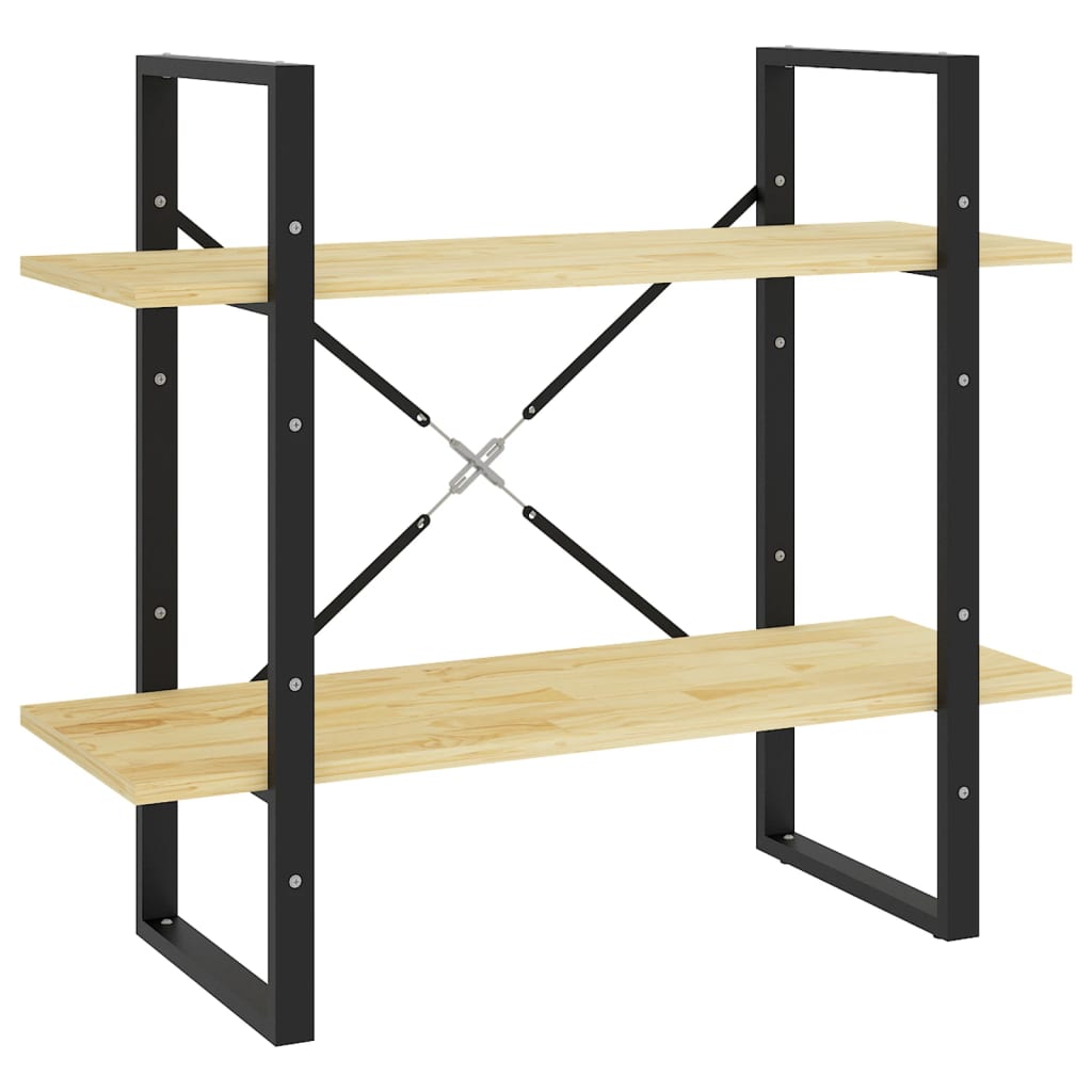 2-Tier Book Cabinet 80x30x70 cm Solid Pine Wood