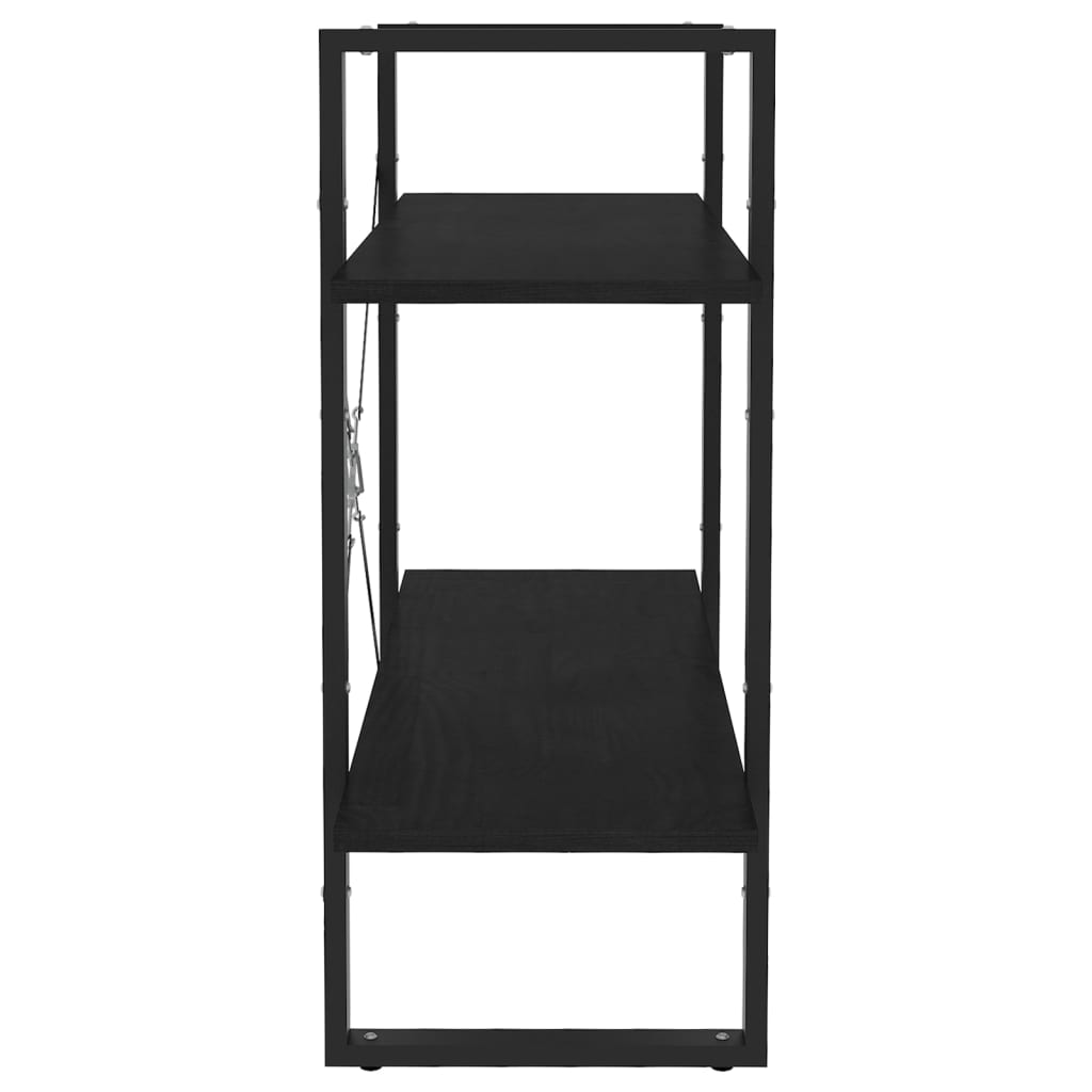 2-Tier Book Cabinet Black 80x30x70 cm Solid Pine Wood