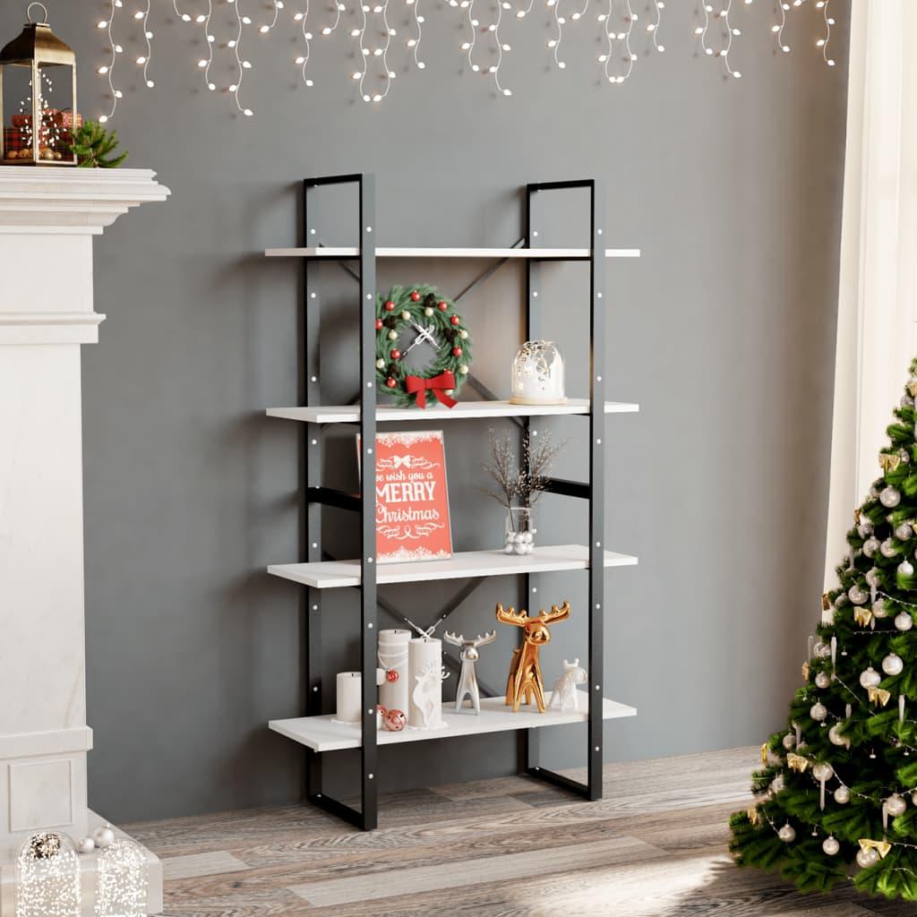 4-Tier Book Cabinet White 80x30x140 cm Engineered Wood