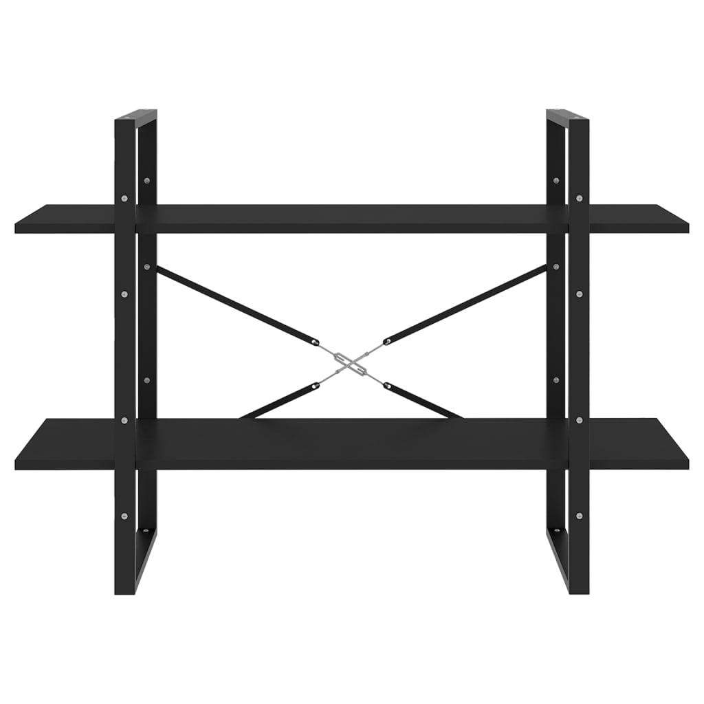 2-Tier Book Cabinet Black 100x30x70 cm Engineered Wood