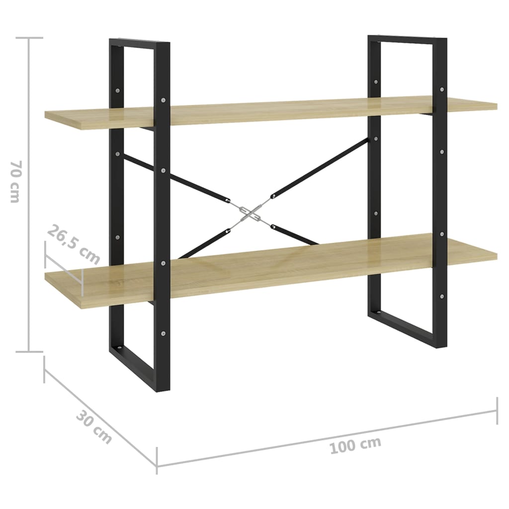 2-Tier Book Cabinet Sonoma Oak 100x30x70 cm Engineered Wood