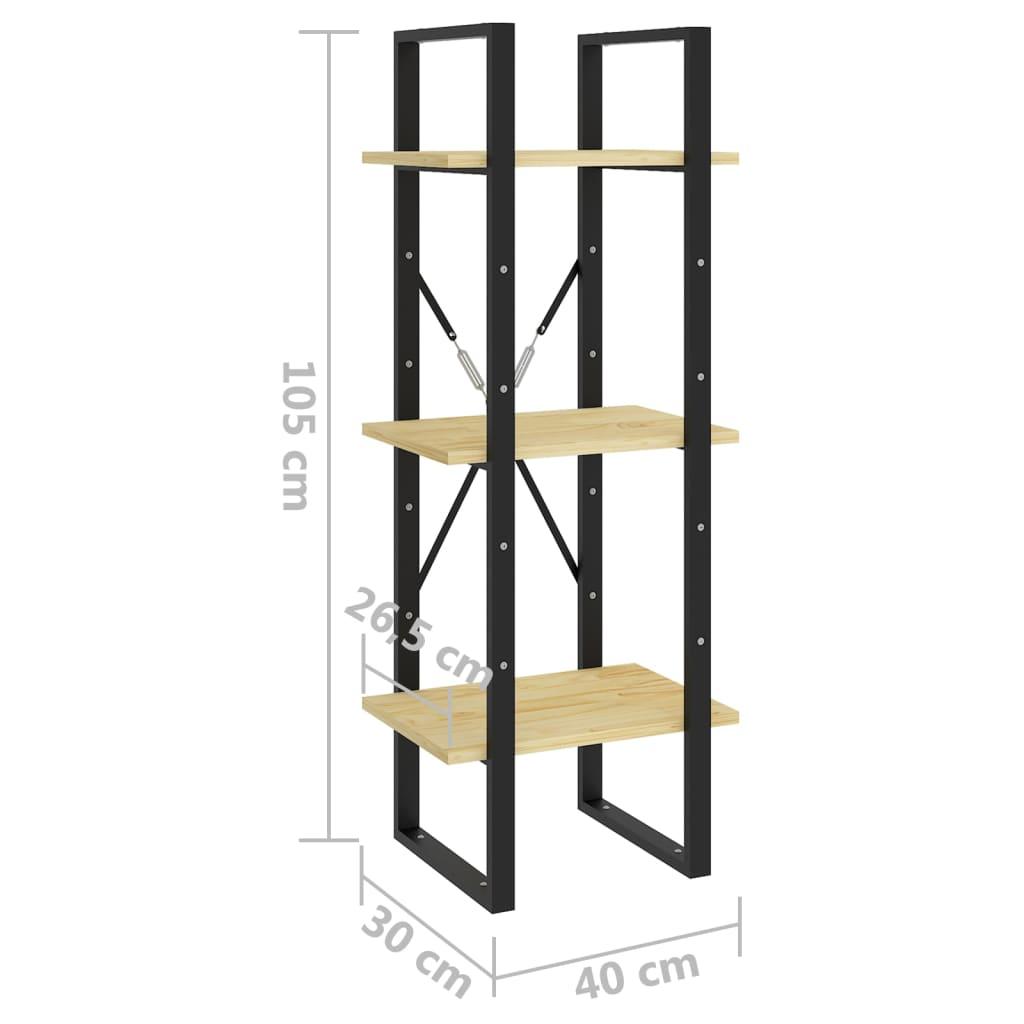3-Tier Book Cabinet 40x30x105 cm Solid Pinewood