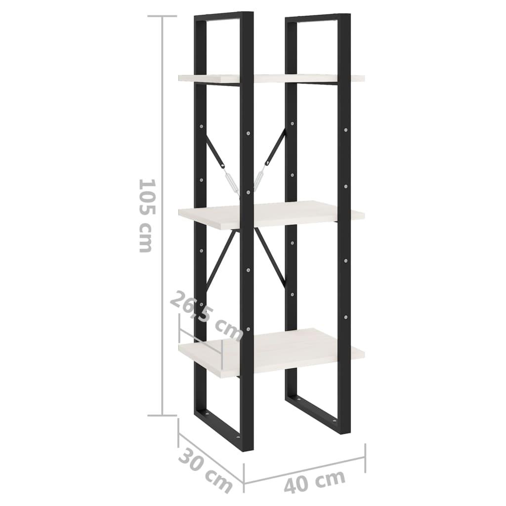 3-Tier Book Cabinet White 40x30x105 cm Solid Pinewood